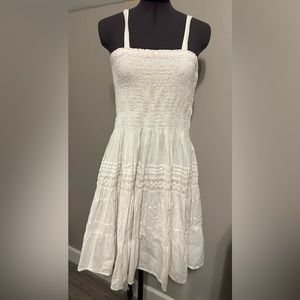 Women’s White Smocked Cotton Sundress Size 1X